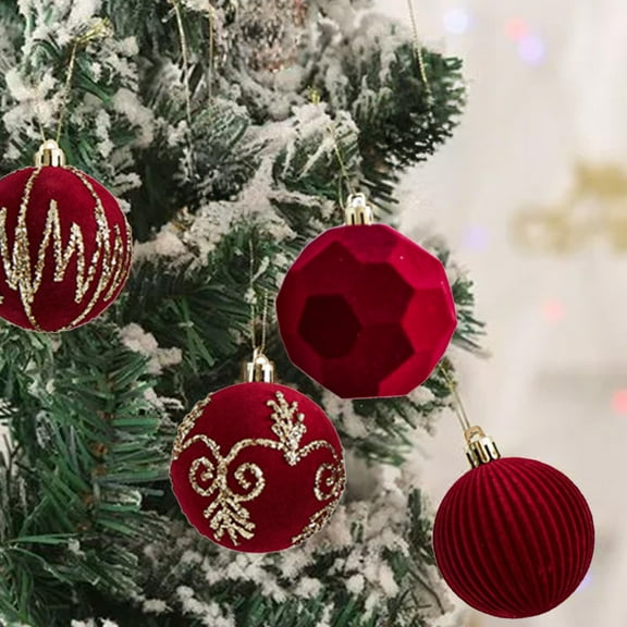 christmas ornaments Christmas Decorations 8Cm4Pcs Flocked Balls Multi Color Plushs Flocked Christmas Balls Window Hangings christmas decorations