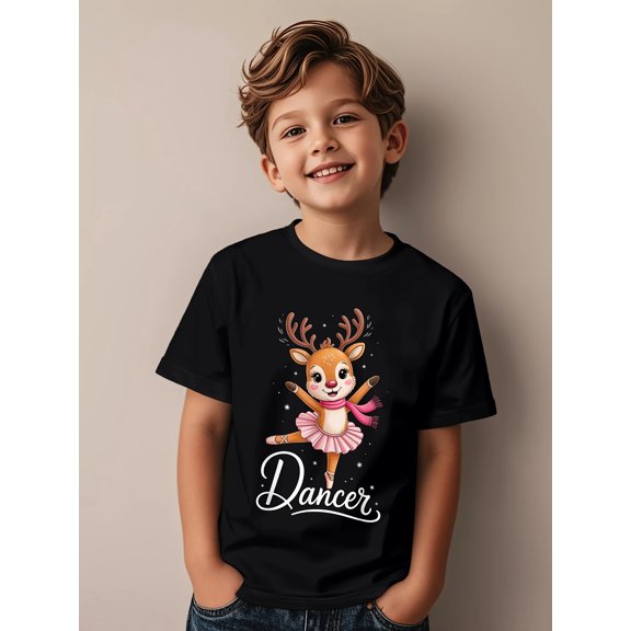 christmas reindeer ballerina t shirt cute nutcracker and ballerina top short sleeve round neck outfit machine washable regular fit
