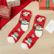 DAZNICO christmas socks for women 1 Pairs Super Cute Warm Plush Soft Print Women's Christmas Ear Socks Socks Winter Socks