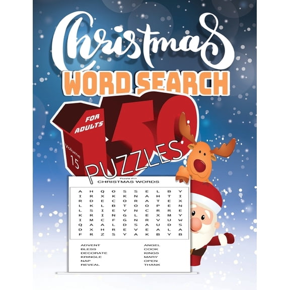 christmas word search 150 puzzles for adults Volume 15: Holiday Puzzle Book with Answers Large Print 192 pages, beautifu, (Paperback)