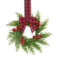 thumbnail image 1 of christmas wreaths for front door with Red and Black Checkered Bow, Artificial Berry and Pine Wreath for Kitchen Cabinets, Windows, Trees and Rustic Holiday Decor,10.6-Inch, 1 of 2