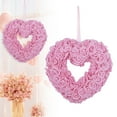 thumbnail image 1 of christmas wreaths for front door Valentine's Day Decoration Foam Flower Rose Wreath Front Door Wreath Wedding Wreath Heart Shaped Wreath Artificial Simulation Rose Wedding Engagement Pendant, 1 of 9