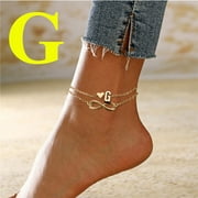 FAPIZI chunky Anklets for women 925 sterling silver Zodiac sign with gemstones Gold Jewelry For Women Girls GiftHeart Layer Anklet Female Bracelets Letters Chain Double Initial 26 Letter Foot