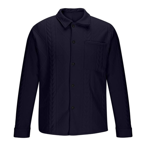 Chunky Cardigan Men Lightweight Button Down Lapel Collar Textured Sweater Jackets Cozy Cable Knit Outerwear With Pocket Mens Motorcycle Jacket Navy S