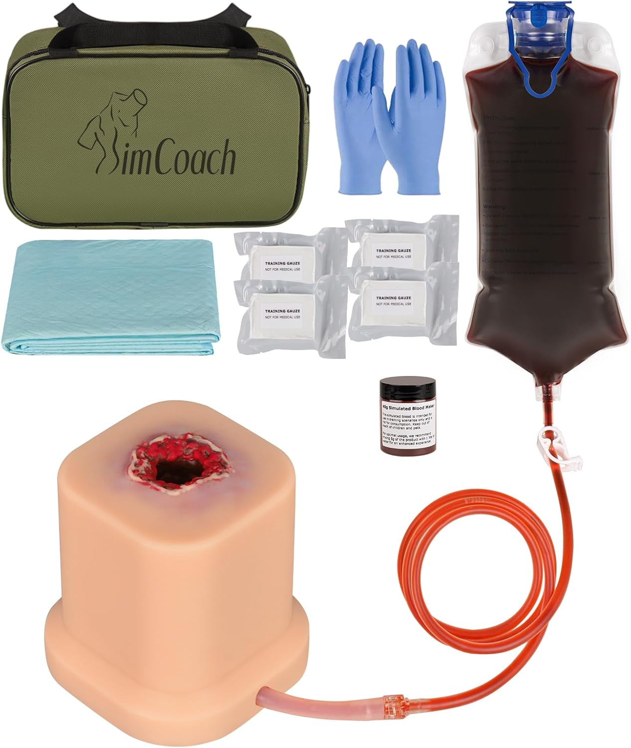 Stop The Bleed Training Kit - Realistic Wound Packing & Tourniquet Trainer With Carrying Bag