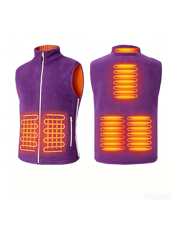 Unisex Heated Vest, 6 Heating Zones 3 Temperature Levels, USB Rechargeable Polar Fleece Heating Vest for Men Women, Washable Winter Thermal Vest for Outdoor Camping Hiking, Multiple Colors
