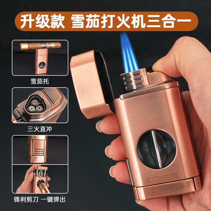 cigar lighter cigar lighter high-end three-in-one cigar special lighter cigar windproof lighter