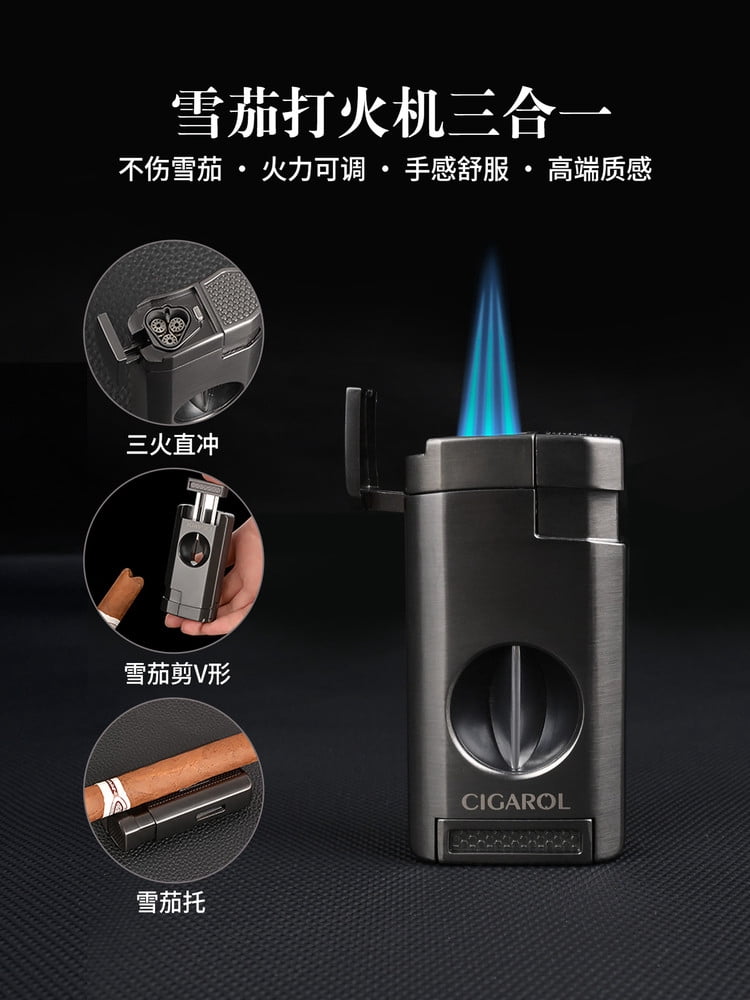 cigar lighter cigar lighter high-end three-in-one cigar special lighter cigar windproof lighter