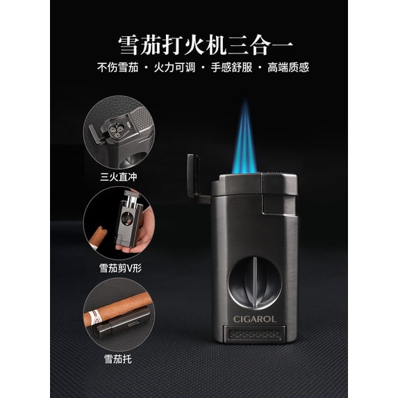 cigar lighter cigar lighter high-end three-in-one cigar special lighter cigar windproof lighter