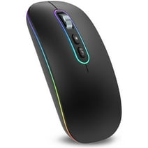 cimetech Bluetooth Mouse, Wireless Rechargeable Mouse, LED Silent Computer Mice with Dual Mode (Bluetooth 5.1 and 2.4G), Compatible with iPad, Laptop, PC, Mac, Windows (Black)
