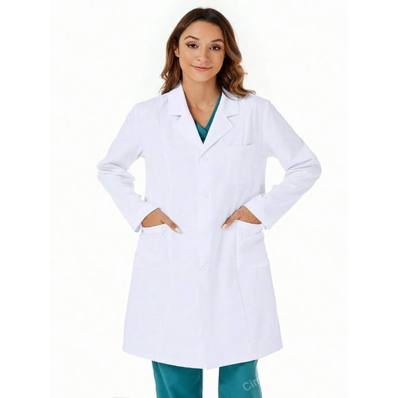 cimmuovere Plus Size Minimalist Lab Coat With Pocket Design
