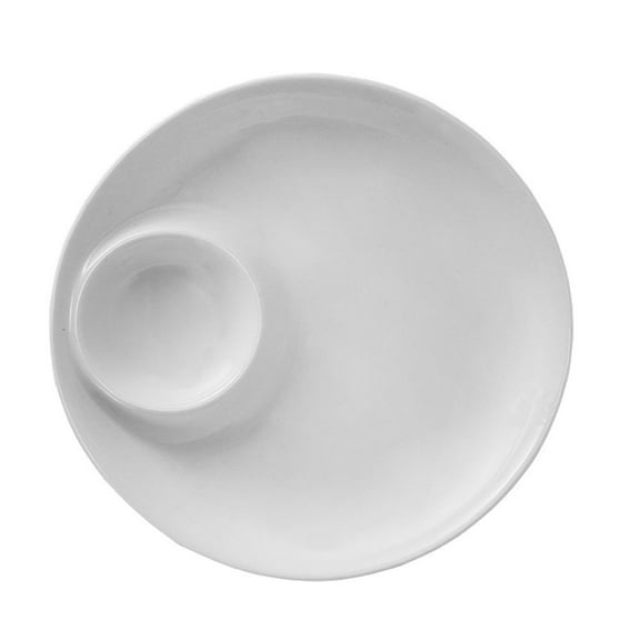 Milisten Snack and Dip Plate Ceramic Food Plate White 1Pack