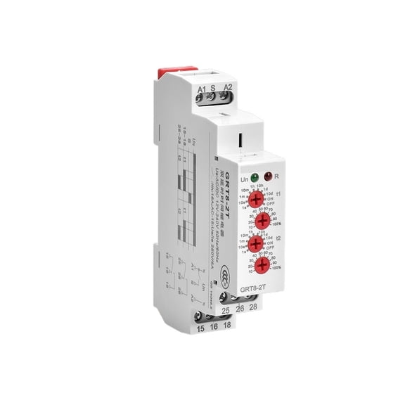 circuit breaker GRT8-2T powered dual delay time relay AC 220V adjustable 24v module
