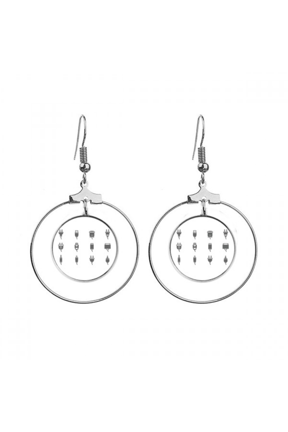 circuit diagram plug socket pattern earrings dangle hoop jewelry drop circle