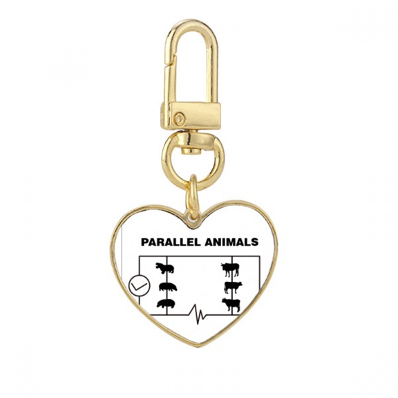 circuit hippopotamus cattle Gold Heart Keychain Metal Keyring Holder