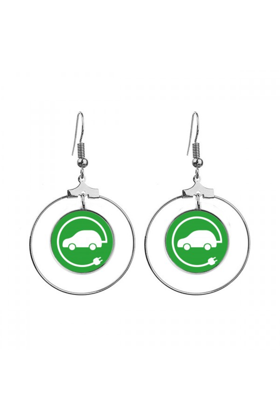 circular plug energy vehicles protect environment earrings dangle hoop jewelry drop circle