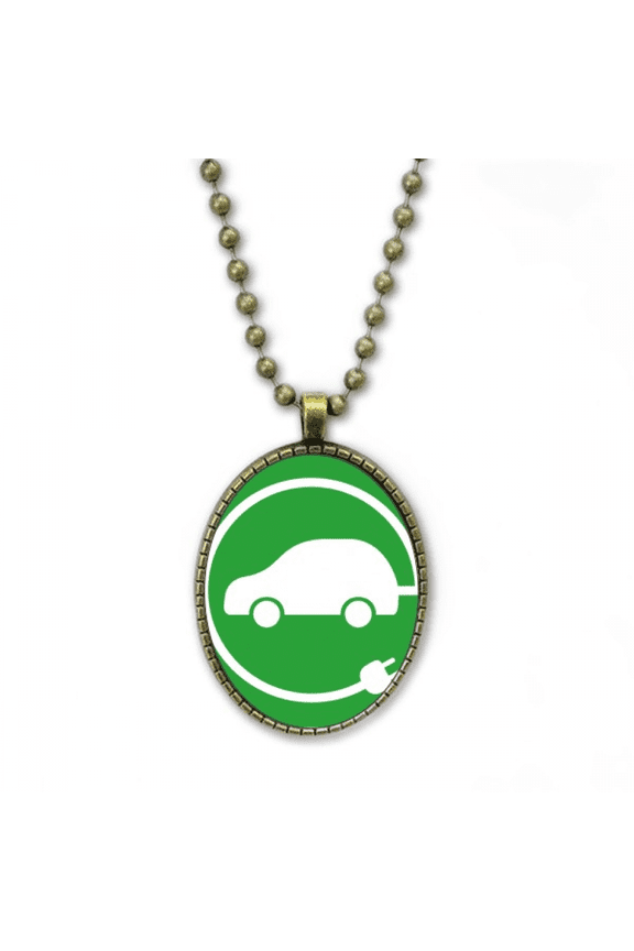 circular plug energy vehicles protect environment necklace vintage chain bead pendant jewelry collection