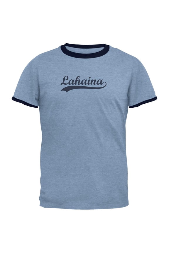 cities swoosh vintage lahaina heather blue-navy men's ringer t-shirt