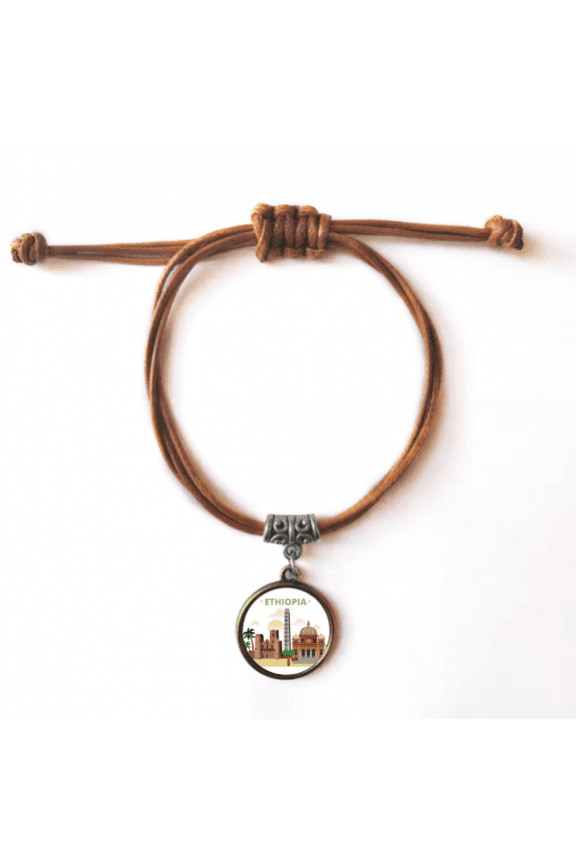 city castle ethiopia bracelet leather hide wristband brown jewelry