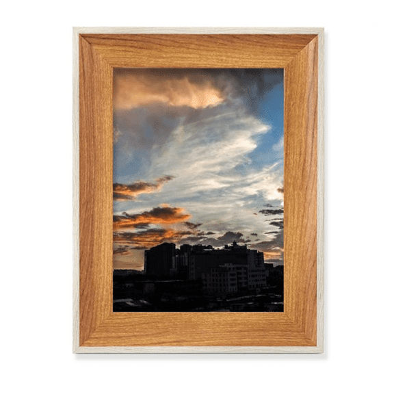 city dusk clouds orange desktop wooden photo frame display picture art painting multiple sets