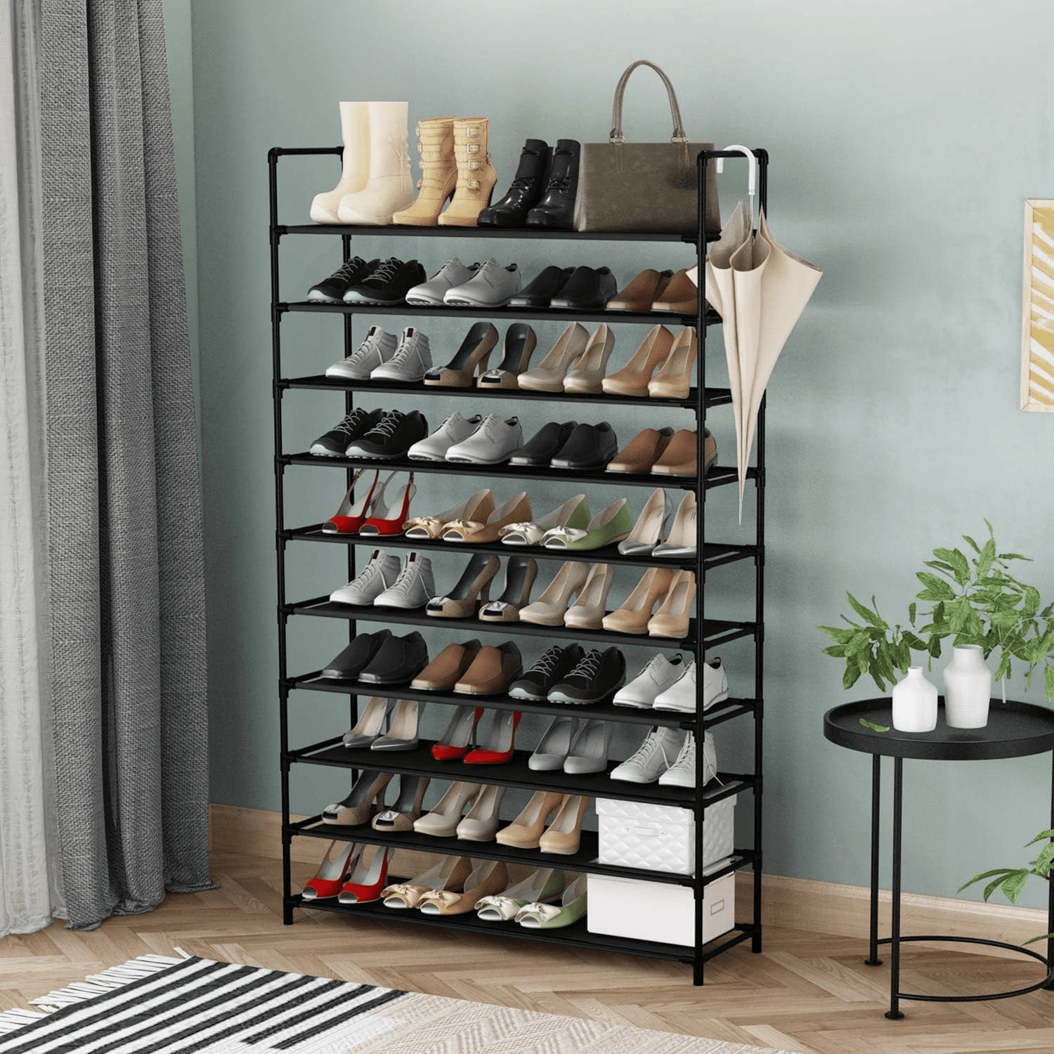cjjojobiubiu 10 Tier Shoe Rack 50 Pair Large Shoe Storage Organizer ...