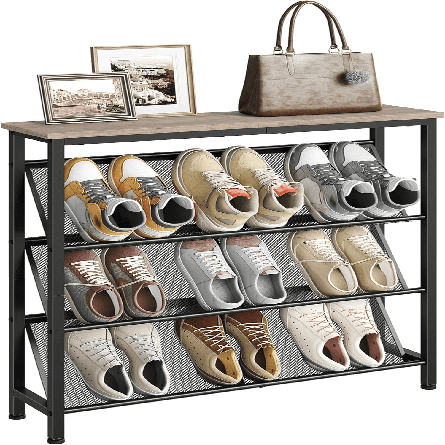 cjjojobiubiu Shoe Rack 5-Tier Slanted Shoe Storage Shelf Narrow Shoe ...