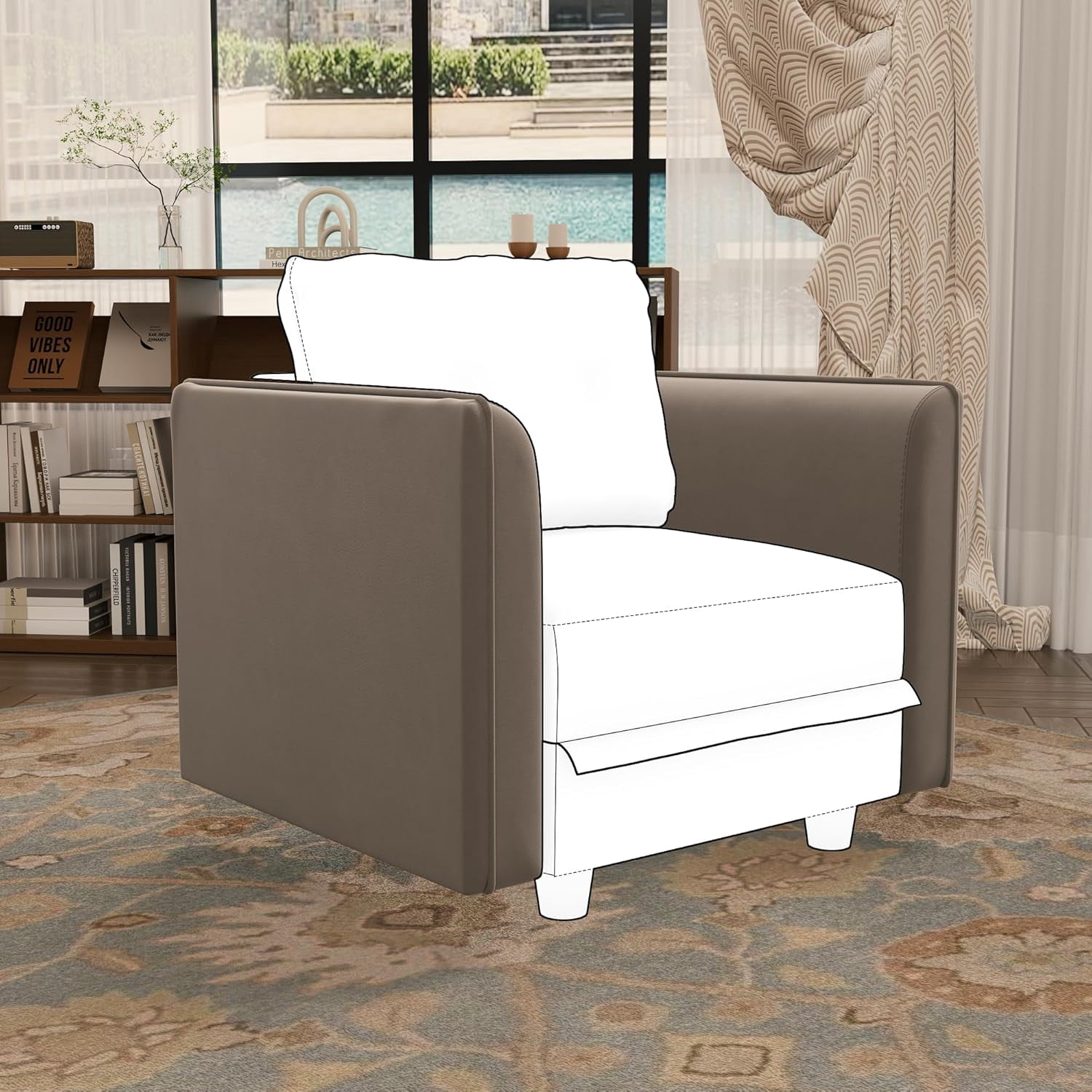 cjusbf Modular Sofa Pair of Side Armrest Module for Customize Modular ...