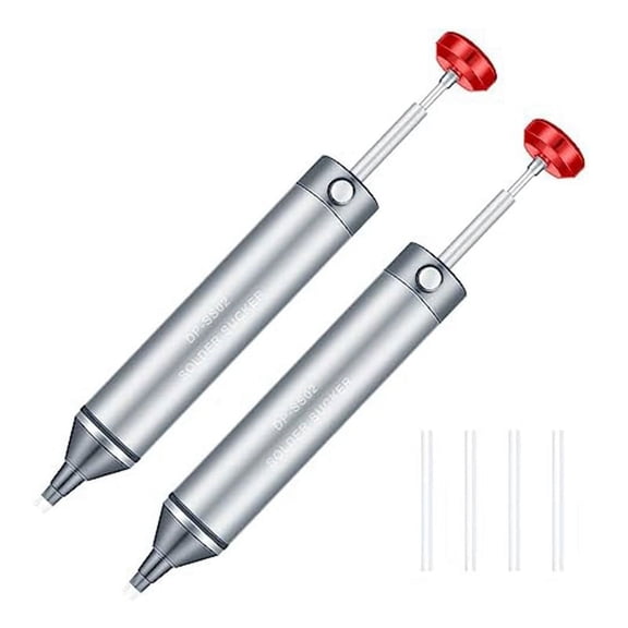 ckepdyeh 2 Pcs Solder Sucker No Clog Aluminum Desoldering Pump Solder Suction Device, Heat Silicone Suction-Nozzle