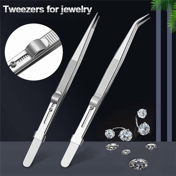 ckepdyeh 3 Pack Tweezers Jewelers Holder Pick Up Tool Stainless Steel Tweezers Claw Tweezers G