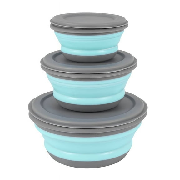 ckepdyeh 3Pcs/Set Bowl Sets Silicone Folding Lunch Box Folding Portable Silicone Folding Bowl Foldable Salad Bowl with Lid Blue