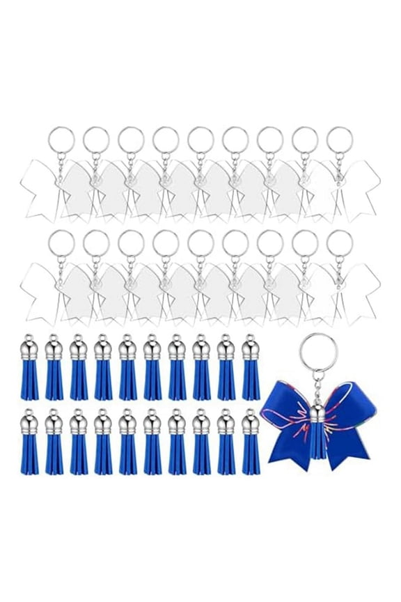 40Pcs Acrylic Bow Keychains with Tassels for DIY Keychains Handmade