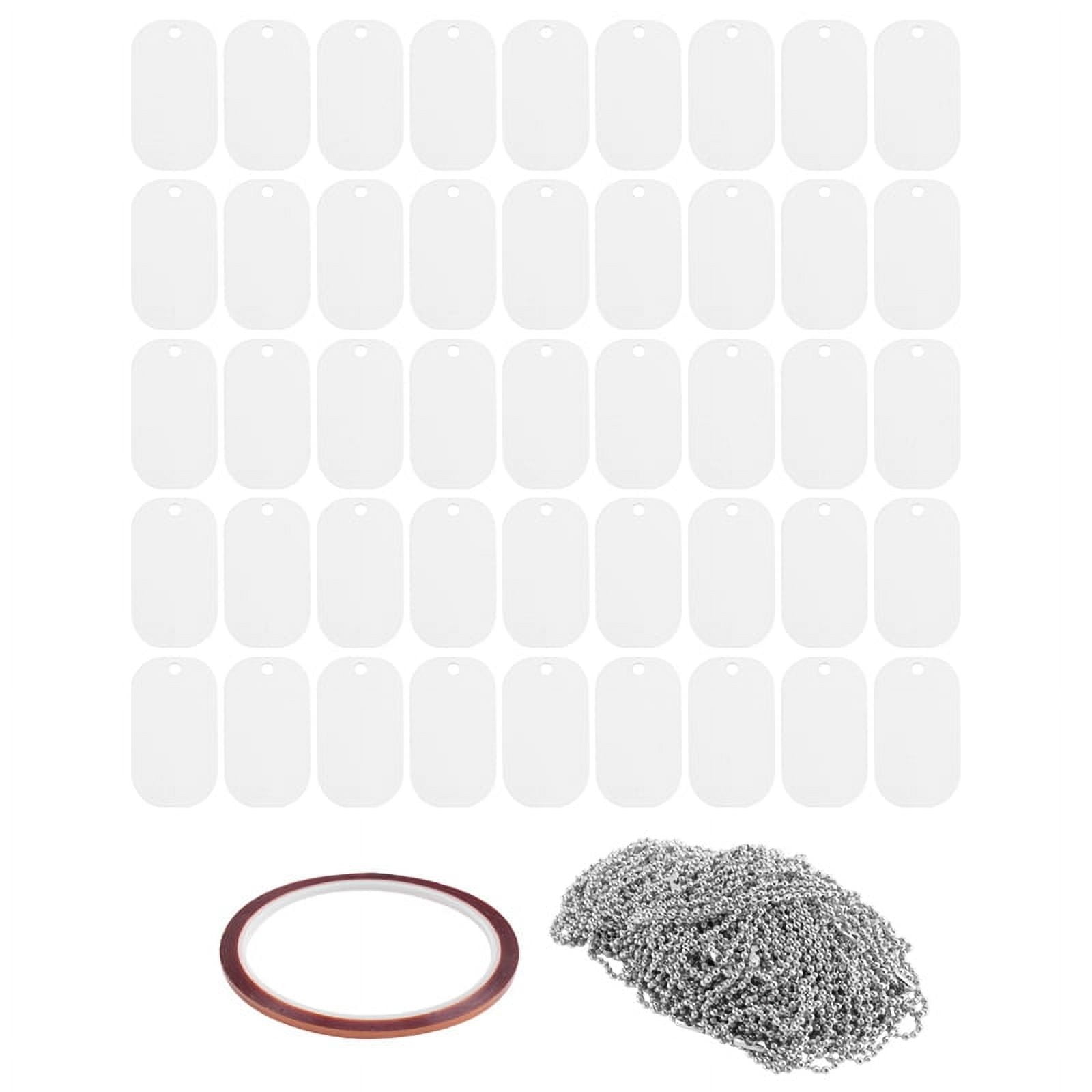 45Pcs Sublimation Blank Dog Tag Aluminum White Sublimation Stamping Tag Pendants Double Sided Blank Stampi
