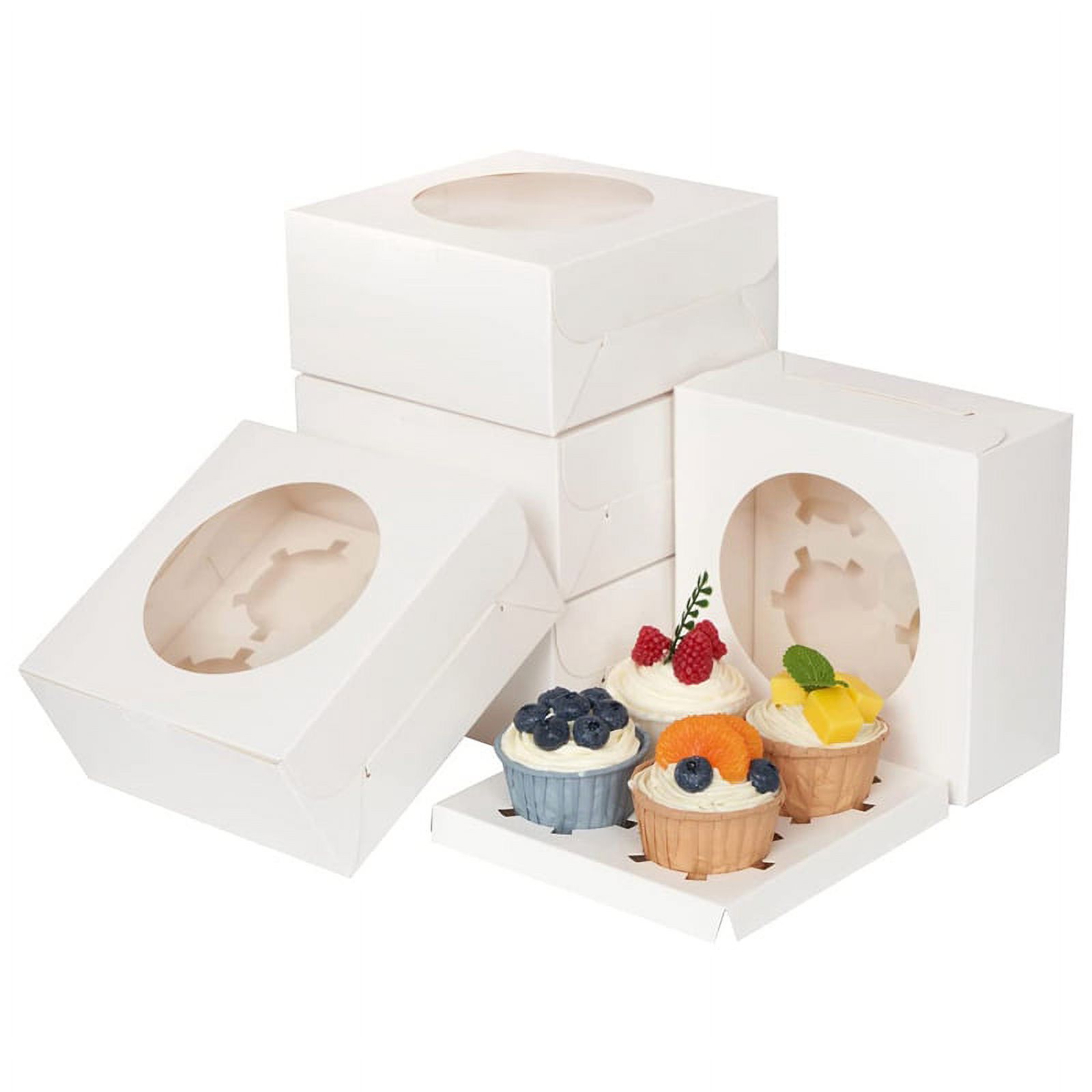ckepdyeh 50 Packs White Cake Box, Cookie Box,Bakery Boxes with Clear