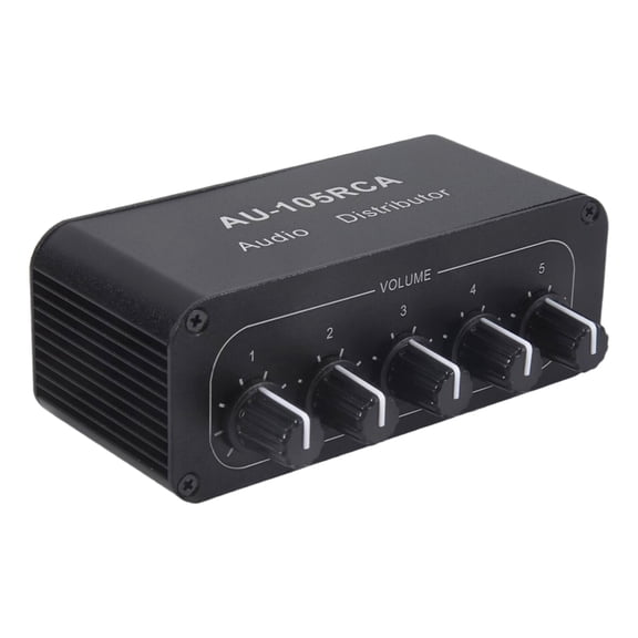 ckepdyeh 5CH Audio Distributor Stereo Audio Mixer 1 Input 5 Output Splitter for Power Amplifier A