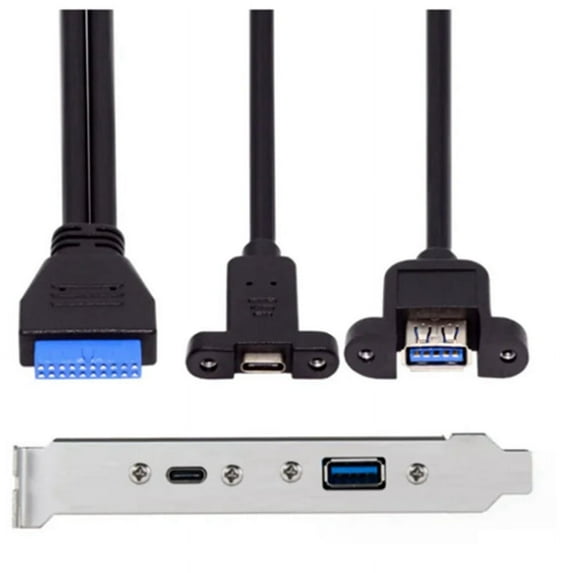 ckepdyeh 5Gbps Rear USB 3.1 Port Expansion 20Pin to TYPE-C Female and USB 3.0 Female Data Cable with Bezel on Computer Chassis