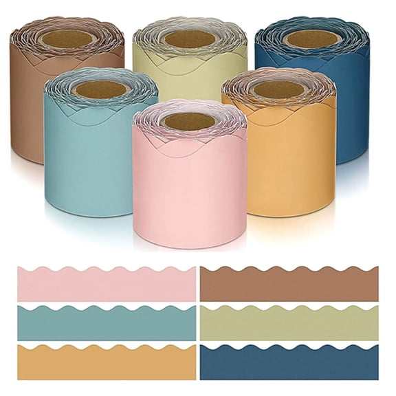 ckepdyeh 6 Rolls 196.8 Ft Color Classroom Borders for Bulletin Board Scalloped Bulletin Board for Classroom Bulletin Board Decor