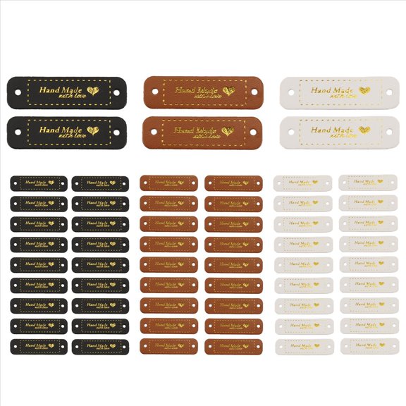 ckepdyeh 60Pcs Handmade PU Leather Tags Faux Leather Sew on Labels Embellishment Knit Accessor