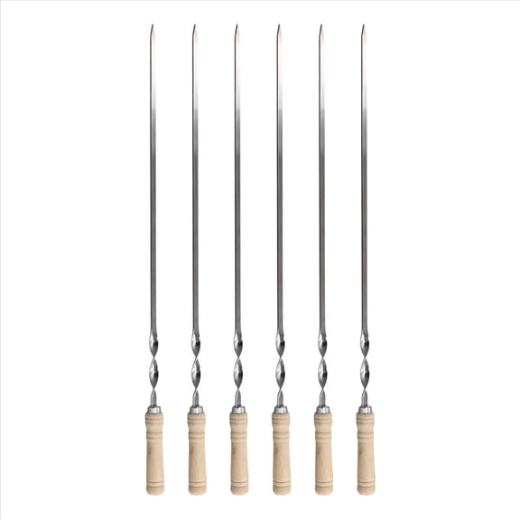 ckepdyeh 6Pcs 55cm BBQ Skewers Long Handle Shish Kebab Barbecue Grill Stick Wood BBQ Fork Stai