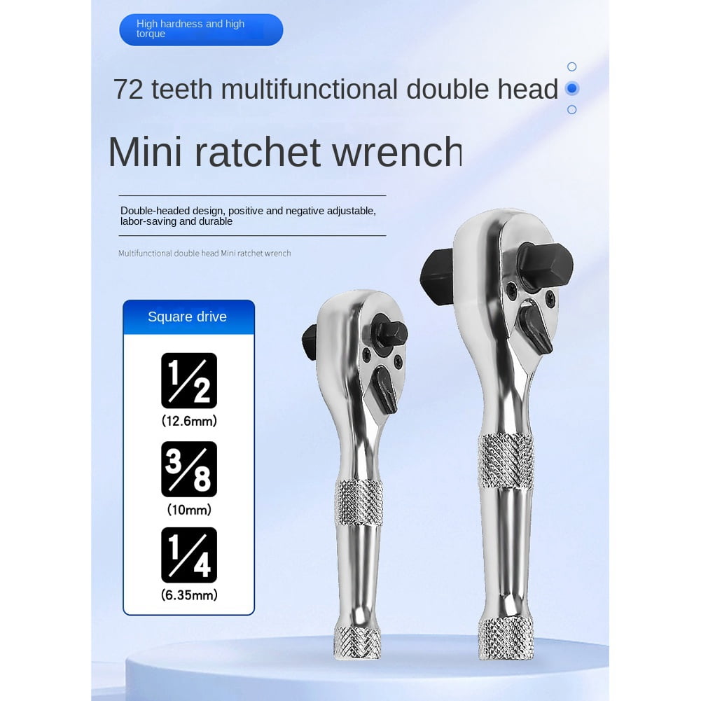 ckepdyeh 72 Teeth Ratchet Socket Wrench Mini 3/8Inch 1/2Inch Double ...