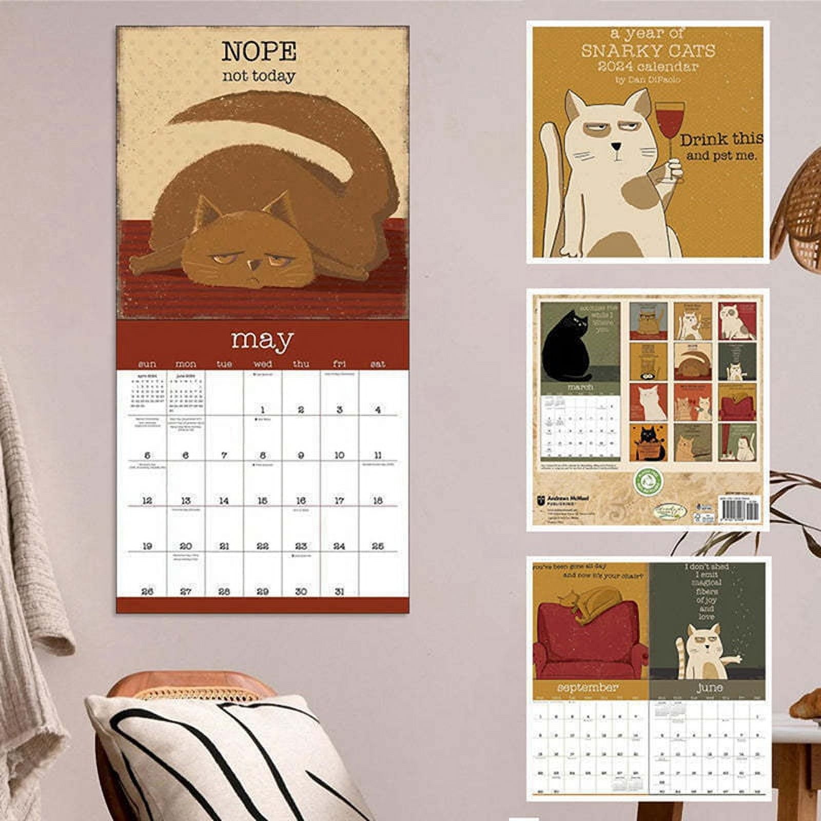 ckepdyeh A Year of Snarky Cats 2024 Wall Calendar 2024 Friends Family
