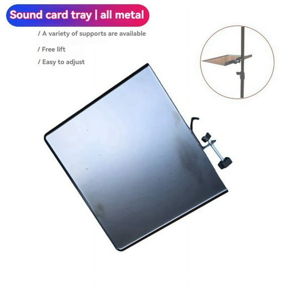 ckepdyeh Clamp on Tray for Microphone Stand Clamp-on Mic Rack Tray Height Adjustable for Live Tripod Bracket Accessories Sound card tray static table