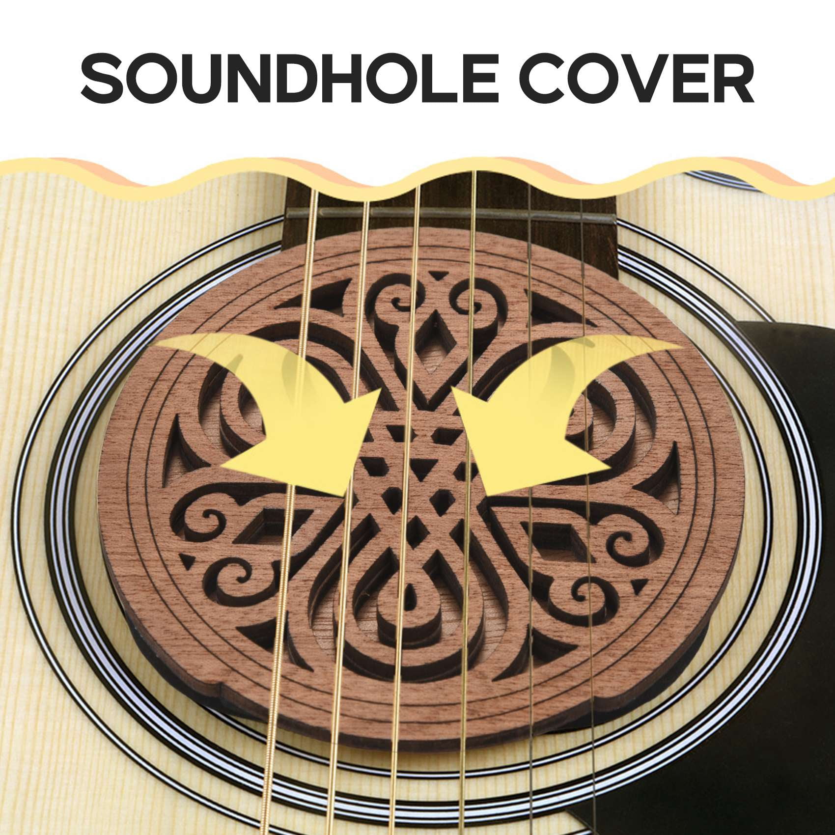 Gitarren Soundhole Cover Aus Mahagoni – 10 Cm Durchmesser, Mit Schaumeinsatz, Feedback-Reduzierung Für Akustikgitarren