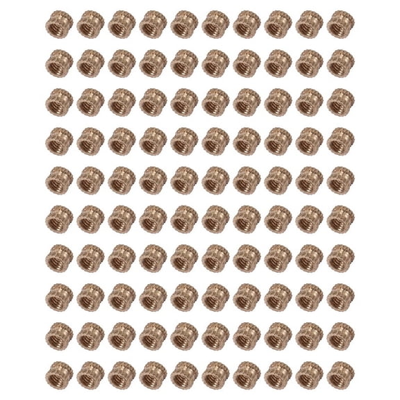 M3 x 3mm Female Thread Brass Knurled Threaded Insert Embedment Nuts 100PCS