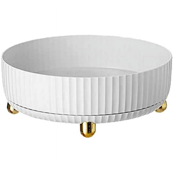 Rotatable Storage Shelf, Rotatable Spice Holder Organizer Carousel, Spice Rack Rotatable Pantry Cabinet Dresser White