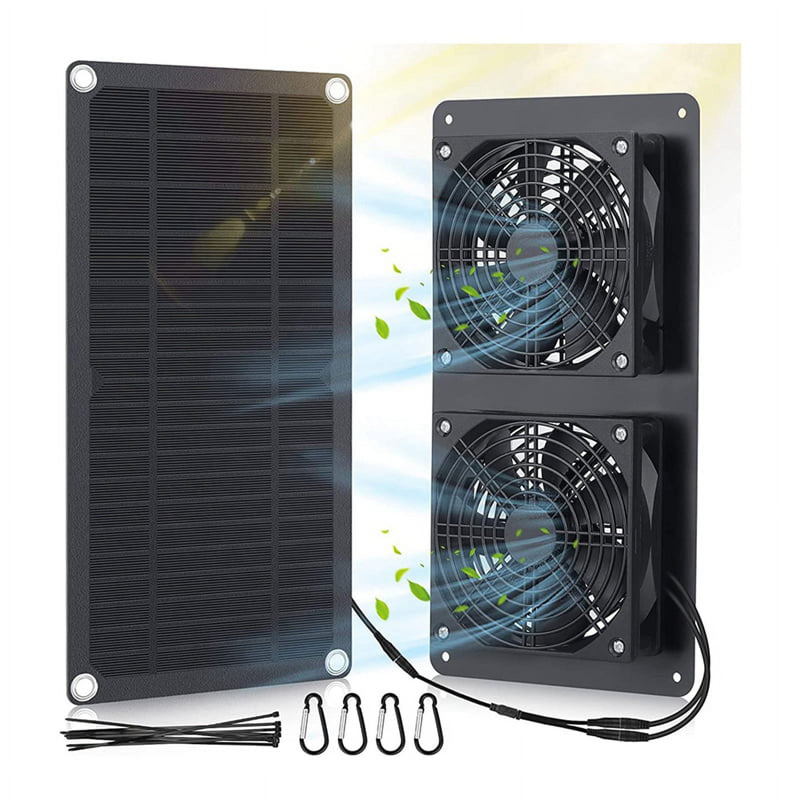 ckepdyeh Solar Panel Fans Kit, 10W DC 12V Solar Panel Powered Dual Fan with 6.56Ft/2M Cable, for