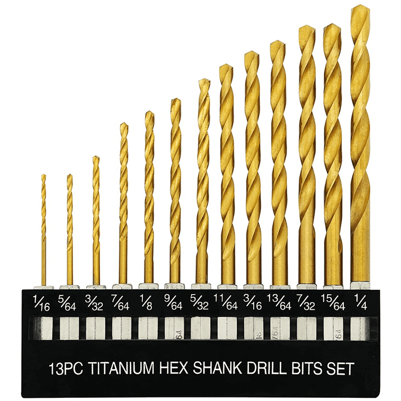 ckepdyeh Titanium Hex Drill Bit Set 135 Degree Tip HSS Impact Drill Bit