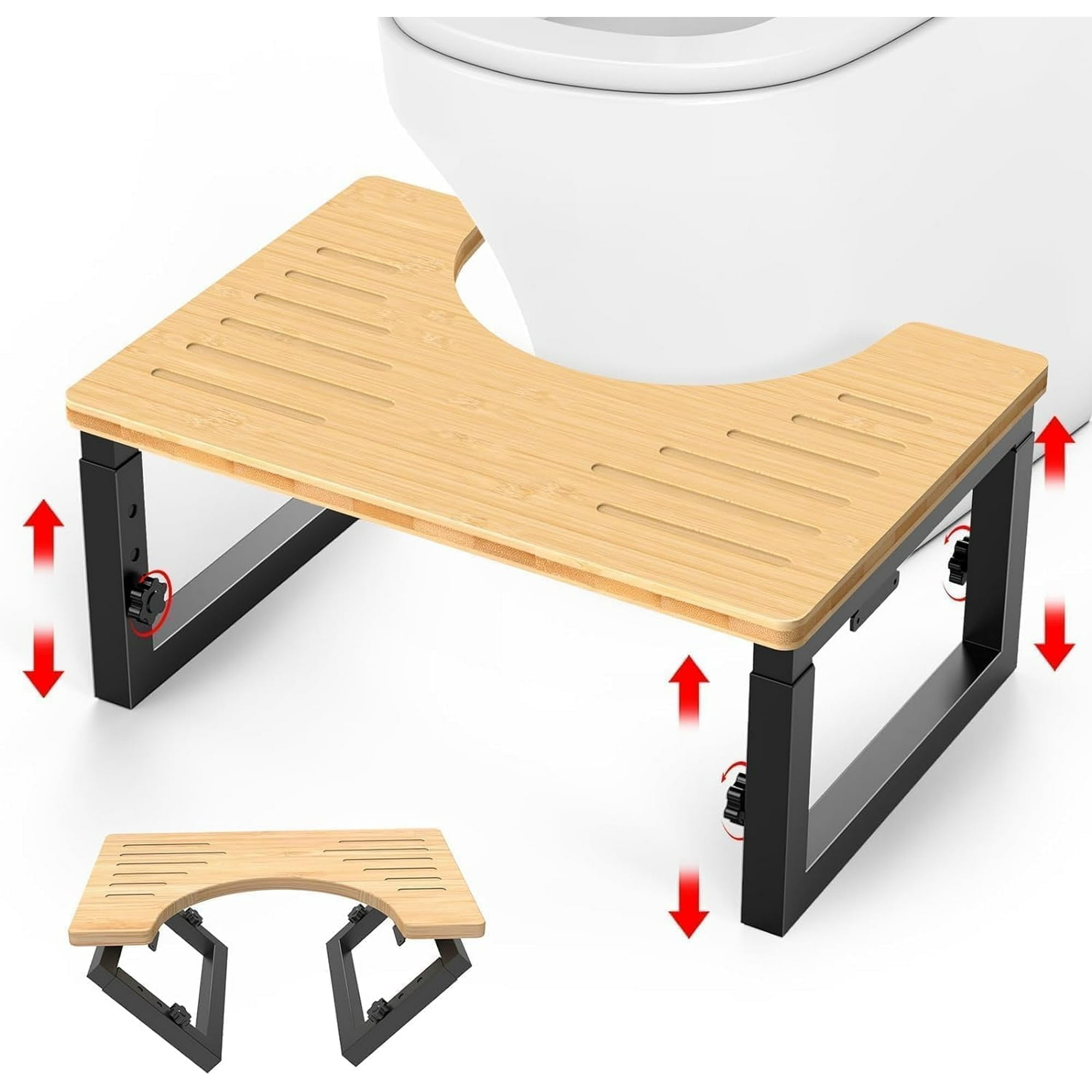 clackibukvyz Toilet Stool Foldable, 7 in, 8 in or 9 in Adjustable Height Squatty Potty for Adults Kids