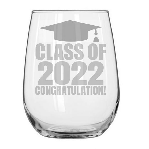 class of 2022 Graduation gift present for students high school college 17 oz stemless wine glass