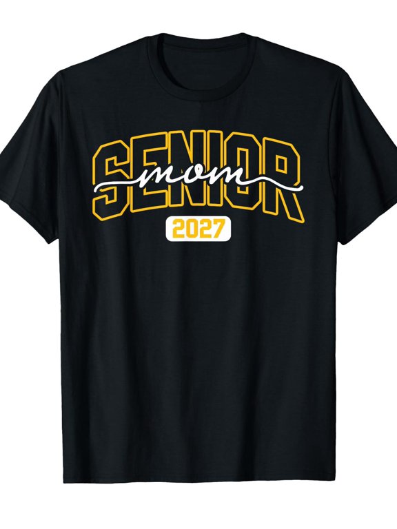 class of 2027 senior mom high school graduation black golden t shirt