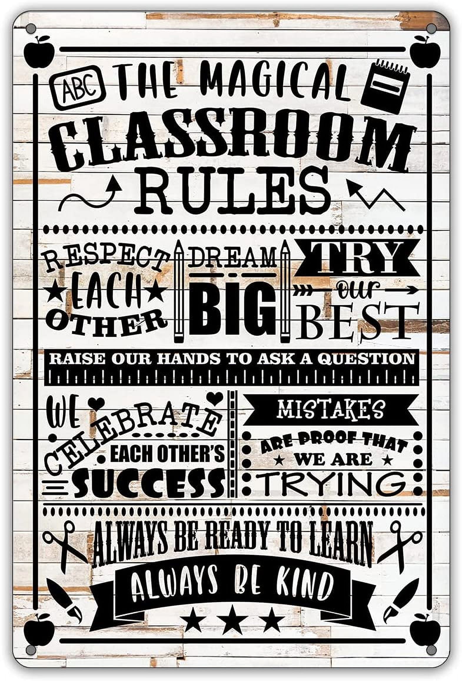classroom Rules Metal Tin Sign Wall Decor Rustic Farmhouse Classroom ...